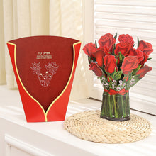 Load image into Gallery viewer, 3D Pops-up Bouquet Forever Rose/Daffodils/Lliy/Carnations Paper Flowers Tropical Bloom for Birthday Anniversary Wedding Greeting Card
