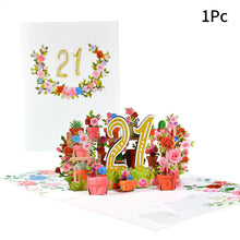 Load image into Gallery viewer, 3D Pop Up Anniversary Card 1st 10 21 30 60 Number Figure Greeting Cards for Birthday Wedding
