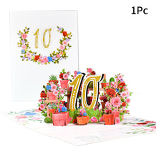 Load image into Gallery viewer, 3D Pop Up Anniversary Card 1st 10 21 30 60 Number Figure Greeting Cards for Birthday Wedding
