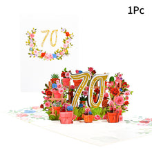 Load image into Gallery viewer, 3D Pop Up Anniversary Card 1st 10 21 30 60 Number Figure Greeting Cards for Birthday Wedding
