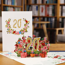 Load image into Gallery viewer, 3D Pop Up Anniversary Card 1st 10 21 30 60 Number Figure Greeting Cards for Birthday Wedding
