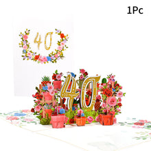 Load image into Gallery viewer, 3D Pop Up Anniversary Card 1st 10 21 30 60 Number Figure Greeting Cards for Birthday Wedding
