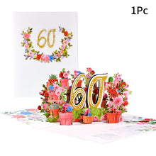 Load image into Gallery viewer, 3D Pop Up Anniversary Card 1st 10 21 30 60 Number Figure Greeting Cards for Birthday Wedding
