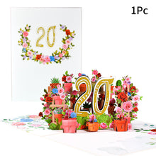 Load image into Gallery viewer, 3D Pop Up Anniversary Card 1st 10 21 30 60 Number Figure Greeting Cards for Birthday Wedding

