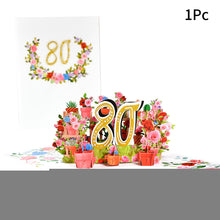 Load image into Gallery viewer, 3D Pop Up Anniversary Card 1st 10 21 30 60 Number Figure Greeting Cards for Birthday Wedding
