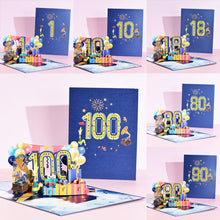 Load image into Gallery viewer, 3D Pop Up Anniversary Card 1st 10 21 30 60 Number Figure Greeting Cards for Birthday Wedding
