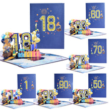 Load image into Gallery viewer, 3D Pop Up Anniversary Card 1st 10 21 30 60 Number Figure Greeting Cards for Birthday Wedding
