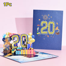 Load image into Gallery viewer, 3D Pop Up Anniversary Card 1st 10 21 30 60 Number Figure Greeting Cards for Birthday Wedding
