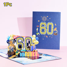 Load image into Gallery viewer, 3D Pop Up Anniversary Card 1st 10 21 30 60 Number Figure Greeting Cards for Birthday Wedding

