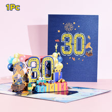 Load image into Gallery viewer, 3D Pop Up Anniversary Card 1st 10 21 30 60 Number Figure Greeting Cards for Birthday Wedding
