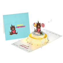 Load image into Gallery viewer, 3D Pop Up Birthday Card for Kids Boy Girl Baby Shower First Birthday Party Greeting Cards Postcards Gifts with Happy Birthday and Light Strings

