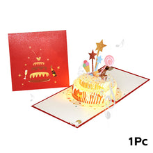 Load image into Gallery viewer, 3D Pop Up Birthday Card for Kids Boy Girl Baby Shower First Birthday Party Greeting Cards Postcards Gifts with Happy Birthday and Light Strings
