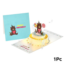 Load image into Gallery viewer, 3D Pop Up Birthday Card for Kids Boy Girl Baby Shower First Birthday Party Greeting Cards Postcards Gifts with Happy Birthday and Light Strings
