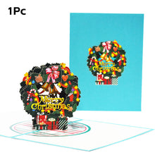Load image into Gallery viewer, Christmas Tree 3D Pop-Up Card Christmas Blessing Card Santa Elk Christmas Ring New Year Greeting Cards Gift Message Card
