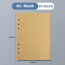 Load image into Gallery viewer, A6/A5 Loose Leaf Notebook Refill Spiral Binder Inner Page Blank Line Diary Agenda Planner School Stationery Office Supplies
