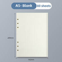 Load image into Gallery viewer, A6/A5 Loose Leaf Notebook Refill Spiral Binder Inner Page Blank Line Diary Agenda Planner School Stationery Office Supplies
