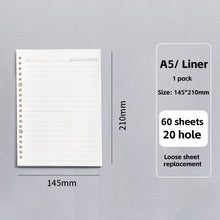 Load image into Gallery viewer, A6/A5 Loose Leaf Notebook Refill Spiral Binder Inner Page Grid Blank Line Diary Agenda Planner School Stationery Office Supplies
