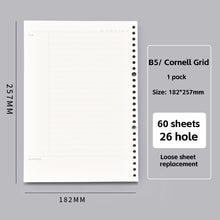 Load image into Gallery viewer, A6/A5 Loose Leaf Notebook Refill Spiral Binder Inner Page Grid Blank Line Diary Agenda Planner School Stationery Office Supplies
