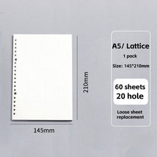 Load image into Gallery viewer, A6/A5 Loose Leaf Notebook Refill Spiral Binder Inner Page Grid Blank Line Diary Agenda Planner School Stationery Office Supplies
