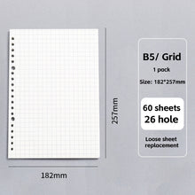 Load image into Gallery viewer, A6/A5 Loose Leaf Notebook Refill Spiral Binder Inner Page Grid Blank Line Diary Agenda Planner School Stationery Office Supplies
