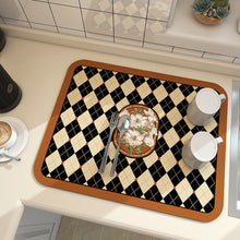 Load image into Gallery viewer, Printed Dish Drying Mat Super Absorbent Coffee Drain Pad Tableware Draining Pad Quick Dry Rug Kitchen Dinnerware Placemat
