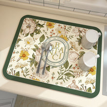Load image into Gallery viewer, Printed Dish Drying Mat Super Absorbent Coffee Drain Pad Tableware Draining Pad Quick Dry Rug Kitchen Dinnerware Placemat
