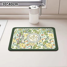 Load image into Gallery viewer, Printed Dish Drying Mat Super Absorbent Coffee Drain Pad Tableware Draining Pad Quick Dry Rug Kitchen Dinnerware Placemat

