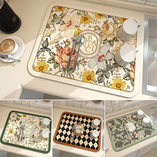 Load image into Gallery viewer, Printed Dish Drying Mat Super Absorbent Coffee Drain Pad Tableware Draining Pad Quick Dry Rug Kitchen Dinnerware Placemat
