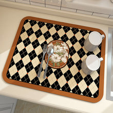 Load image into Gallery viewer, Printed Dish Drying Mat Super Absorbent Coffee Drain Pad Tableware Draining Pad Quick Dry Rug Kitchen Dinnerware Placemat
