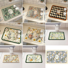 Load image into Gallery viewer, Printed Dish Drying Mat Super Absorbent Coffee Drain Pad Tableware Draining Pad Quick Dry Rug Kitchen Dinnerware Placemat
