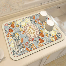Load image into Gallery viewer, Printed Dish Drying Mat Super Absorbent Coffee Drain Pad Tableware Draining Pad Quick Dry Rug Kitchen Dinnerware Placemat
