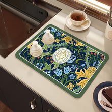 Load image into Gallery viewer, Printed Dish Drying Mat Super Absorbent Coffee Drain Pad Tableware Draining Pad Quick Dry Rug Kitchen Dinnerware Placemat
