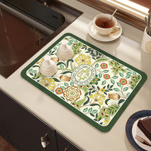 Load image into Gallery viewer, Printed Dish Drying Mat Super Absorbent Coffee Drain Pad Tableware Draining Pad Quick Dry Rug Kitchen Dinnerware Placemat
