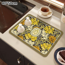 Load image into Gallery viewer, Printed Dish Drying Mat Super Absorbent Coffee Drain Pad Tableware Draining Pad Quick Dry Rug Kitchen Dinnerware Placemat
