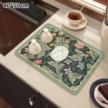Load image into Gallery viewer, Printed Dish Drying Mat Super Absorbent Coffee Drain Pad Tableware Draining Pad Quick Dry Rug Kitchen Dinnerware Placemat
