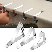 Load image into Gallery viewer, 6Pcs Tablecloth Clamps Stainless Steel Table Cover Clips Anti-Slip Table Cloth Holder Clip Wedding Table Cloth Cover Fix Clips
