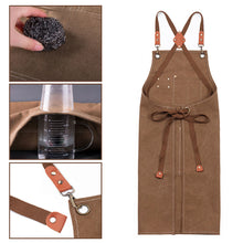 Load image into Gallery viewer, 1Pc Thickened Canvas Apron Kitchen Apron Halter Neck Apron Water Proof Oil Proof Coffee Shop Fashion Adult Apron
