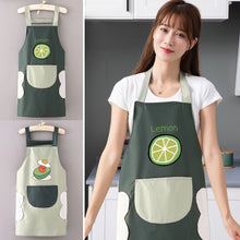 Load image into Gallery viewer, 1Pc Waterproof Kitchen Apron Hand-wiping Oil-Proof Avocado Pattern Cooking Apron Chef Apron With Big Pocket Women Baking BBQ Accessories
