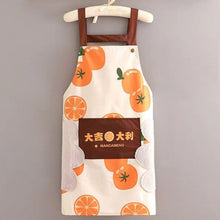 Load image into Gallery viewer, 1Pc Waterproof Kitchen Apron Hand-wiping Oil-Proof Orange Pattern Cooking Apron Chef Apron With Big Pocket Women Baking BBQ Accessories
