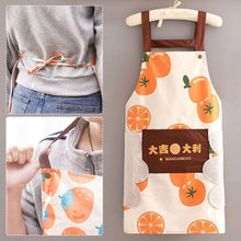Load image into Gallery viewer, 1Pc Waterproof Kitchen Apron Hand-wiping Oil-Proof Orange Pattern Cooking Apron Chef Apron With Big Pocket Women Baking BBQ Accessories
