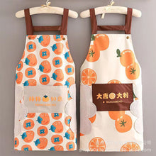 Load image into Gallery viewer, 1Pc Waterproof Kitchen Apron Hand-wiping Oil-Proof Orange Pattern Cooking Apron Chef Apron With Big Pocket Women Baking BBQ Accessories
