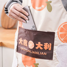 Load image into Gallery viewer, 1Pc Waterproof Kitchen Apron Hand-wiping Oil-Proof Orange Pattern Cooking Apron Chef Apron With Big Pocket Women Baking BBQ Accessories
