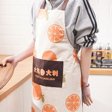 Load image into Gallery viewer, 1Pc Waterproof Kitchen Apron Hand-wiping Oil-Proof Orange Pattern Cooking Apron Chef Apron With Big Pocket Women Baking BBQ Accessories
