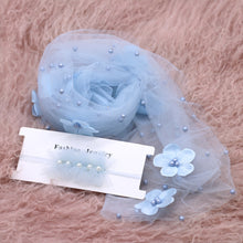 Load image into Gallery viewer, Newborn Baby Photography Props Long Wrap Chiffon Beads Flower Decoration DIY Photo Props Blanket with Headbands
