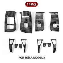 Load image into Gallery viewer, 14Pcs Car Window Control Panel Button Decor Sticker Door Switch Trim Frame Cover Car Interior Sticker For Tesla Model 3 Model Y
