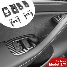 Load image into Gallery viewer, 14Pcs Car Window Control Panel Button Decor Sticker Door Switch Trim Frame Cover Car Interior Sticker For Tesla Model 3 Model Y
