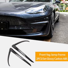 Load image into Gallery viewer, 2Pcs Car Front Blade Trim Covers Accessories Matte Black Carbon Fiber Accessories For Tesla Model 3 Y 2023
