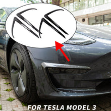 Load image into Gallery viewer, 2Pcs Car Front Blade Trim Covers Accessories Matte Black Carbon Fiber Accessories For Tesla Model 3 Y 2023
