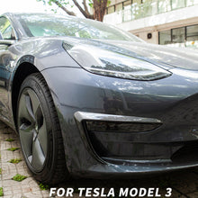 Load image into Gallery viewer, 2Pcs Car Front Blade Trim Covers Accessories Matte Black Carbon Fiber Accessories For Tesla Model 3 Y 2023
