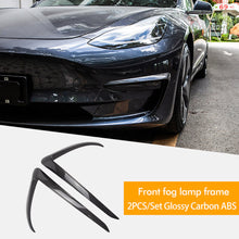 Load image into Gallery viewer, 2Pcs Car Front Blade Trim Covers Accessories Matte Black Carbon Fiber Accessories For Tesla Model 3 Y 2023

